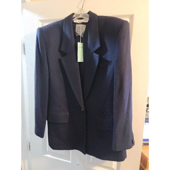 anne klein ii Vintage Wool Cashmere Jacket Coat Size 10. Nwt. Navy Blue. - Picture 1 of 14